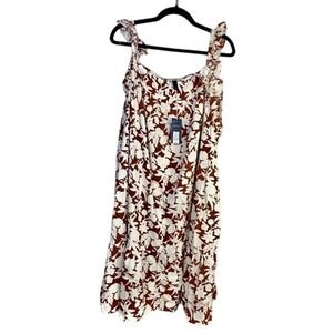 UNIVERSAL THREAD Brown and White Midi Flutter Sleeveless dress - 3X